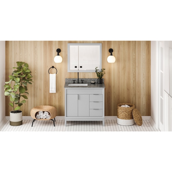 Jeffrey Alexander 36In. Gry Theodora Vanity, Left Offset, Boulder Vanity Cultured Mrbl Vanity Top, Undrmnt Rctngl Bowl VKITTHE36GRBOR - main